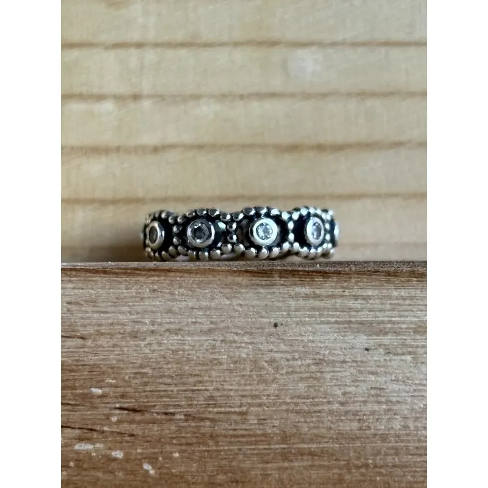 Pandora Her Majesty 925 Sterling Silver Cubic Zirconia Eternity Ring Size 6 (52)